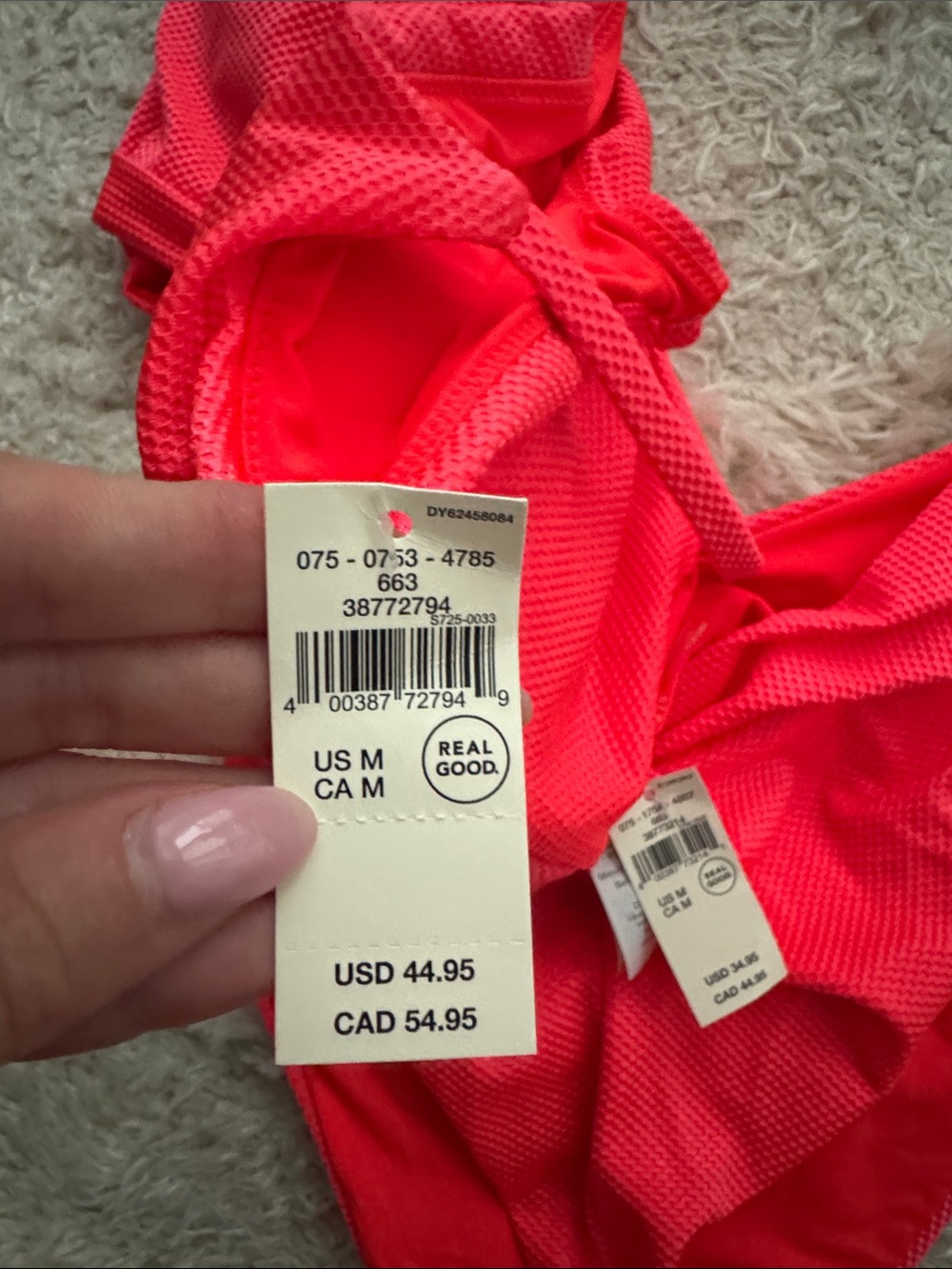 aerie Bright Pink Textured Twist-Front Bikini Set - Picture 3 of 3